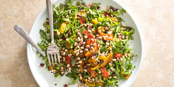 Arugula, Roasted Bell Pepper and White Bean Salad